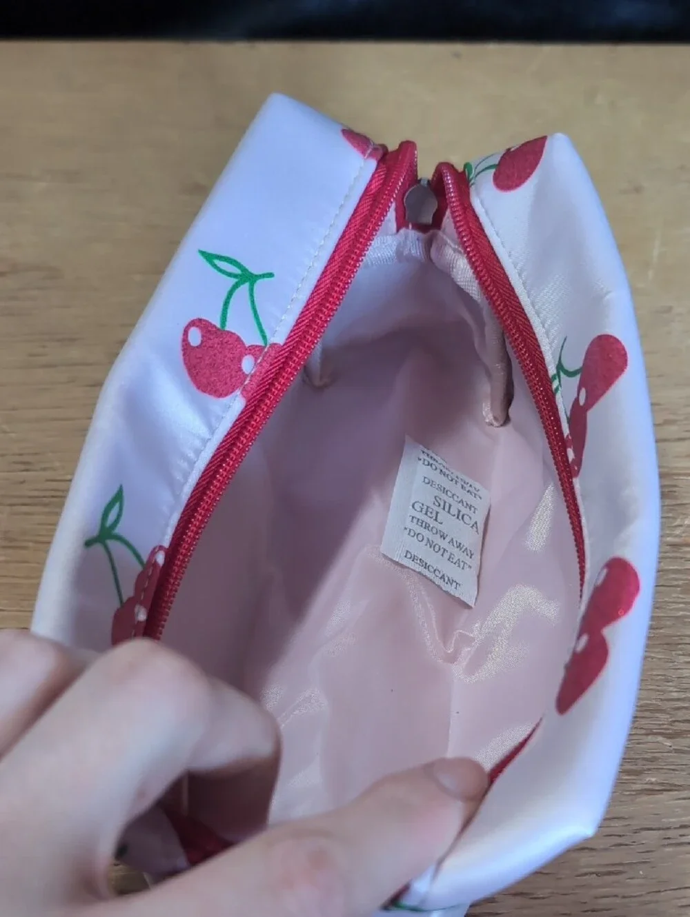 Cherry Print Cosmetic Bag - Red & Green